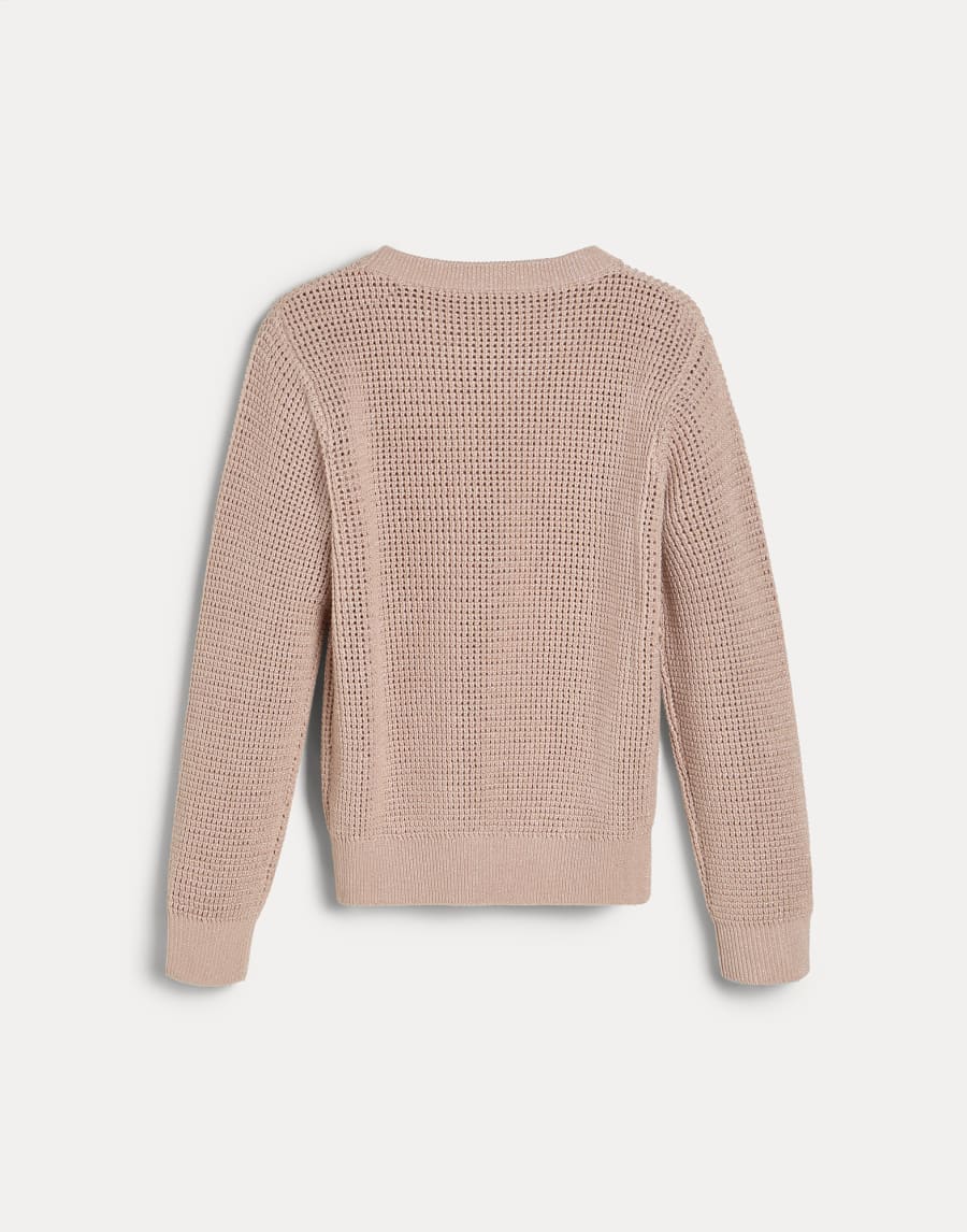 Sparkling cotton ribbed net sweater Pink Girls - Brunello Cucinelli