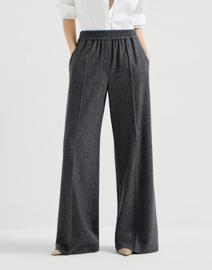 Cashmere jersey trousers Anthracite Woman - Brunello Cucinelli
