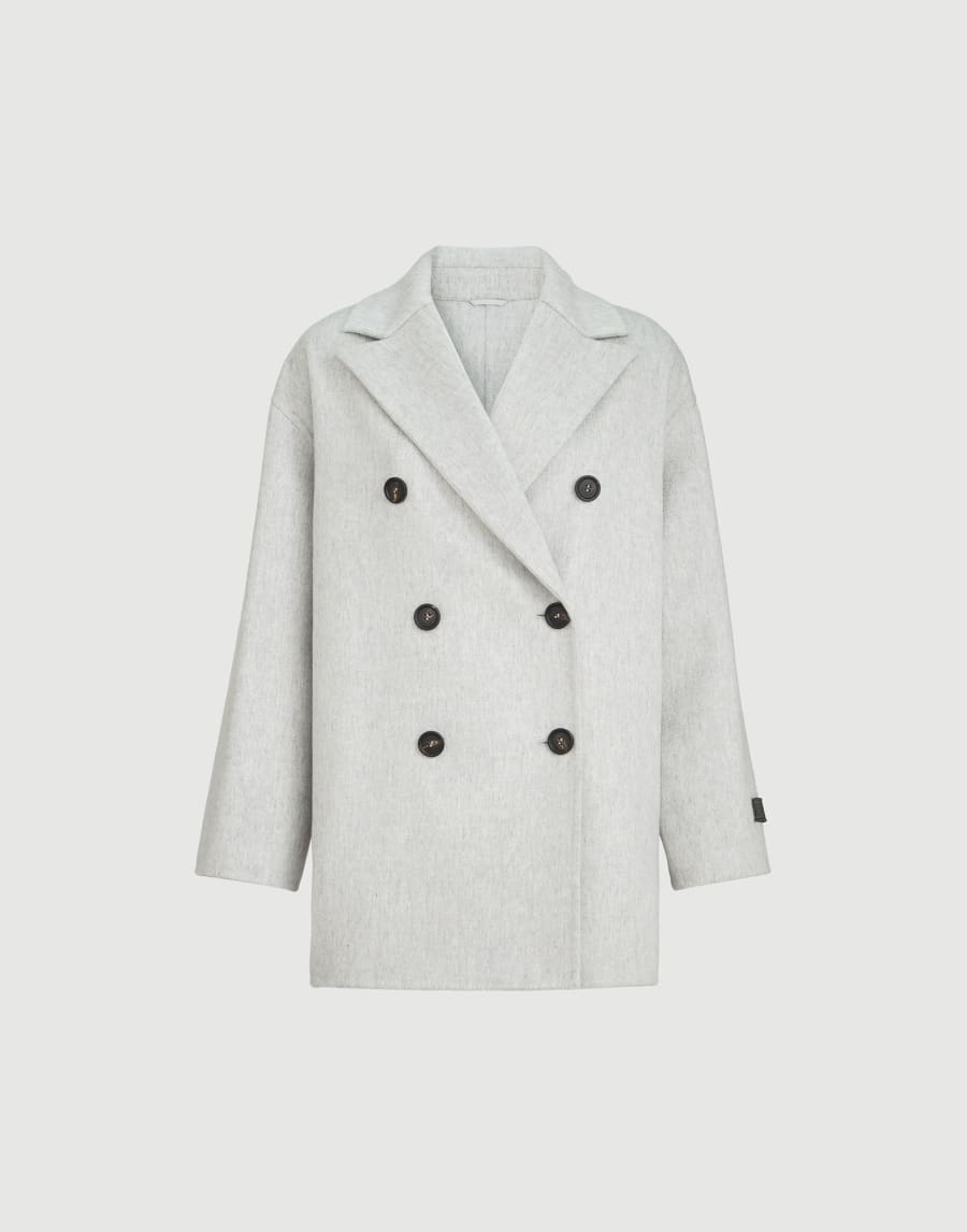 Caban en beaver double de cachemire Gris Clair Femme - Brunello Cucinelli