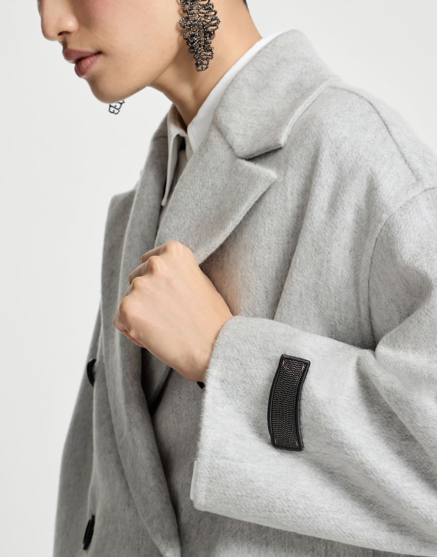 Caban en beaver double de cachemire Gris Clair Femme - Brunello Cucinelli