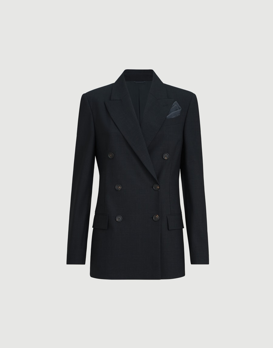 Blazer with monili Lignite Grey Woman - Brunello Cucinelli