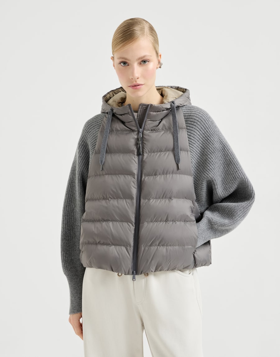 Nylon hooded down jacket Grey Woman - Brunello Cucinelli