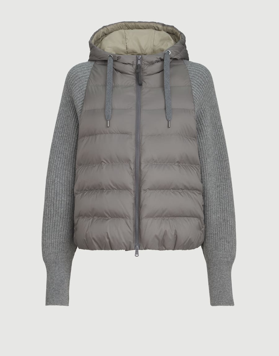 Nylon hooded down jacket Grey Woman - Brunello Cucinelli