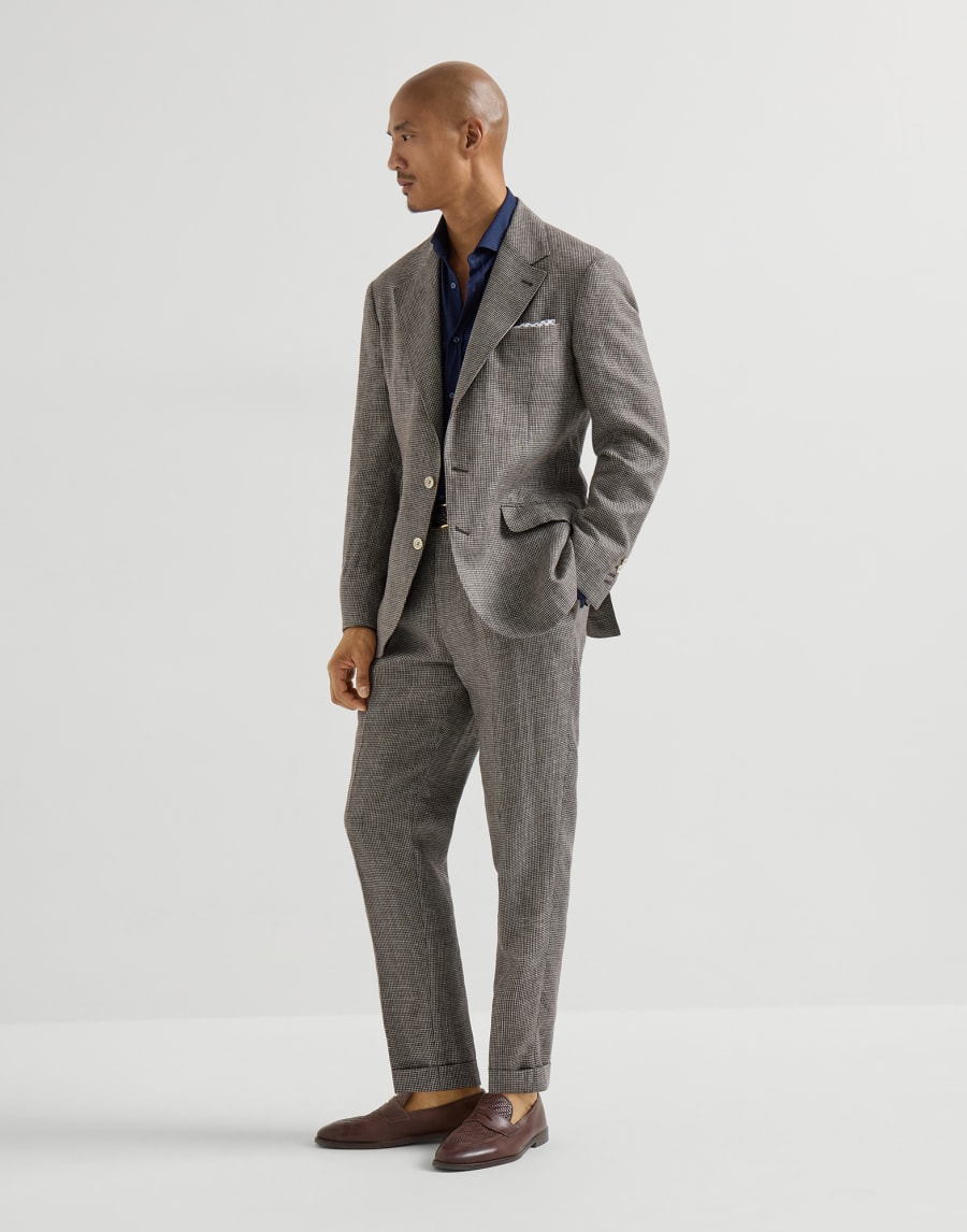 双珠地面料衬衫 海军蓝 男款 - Brunello Cucinelli