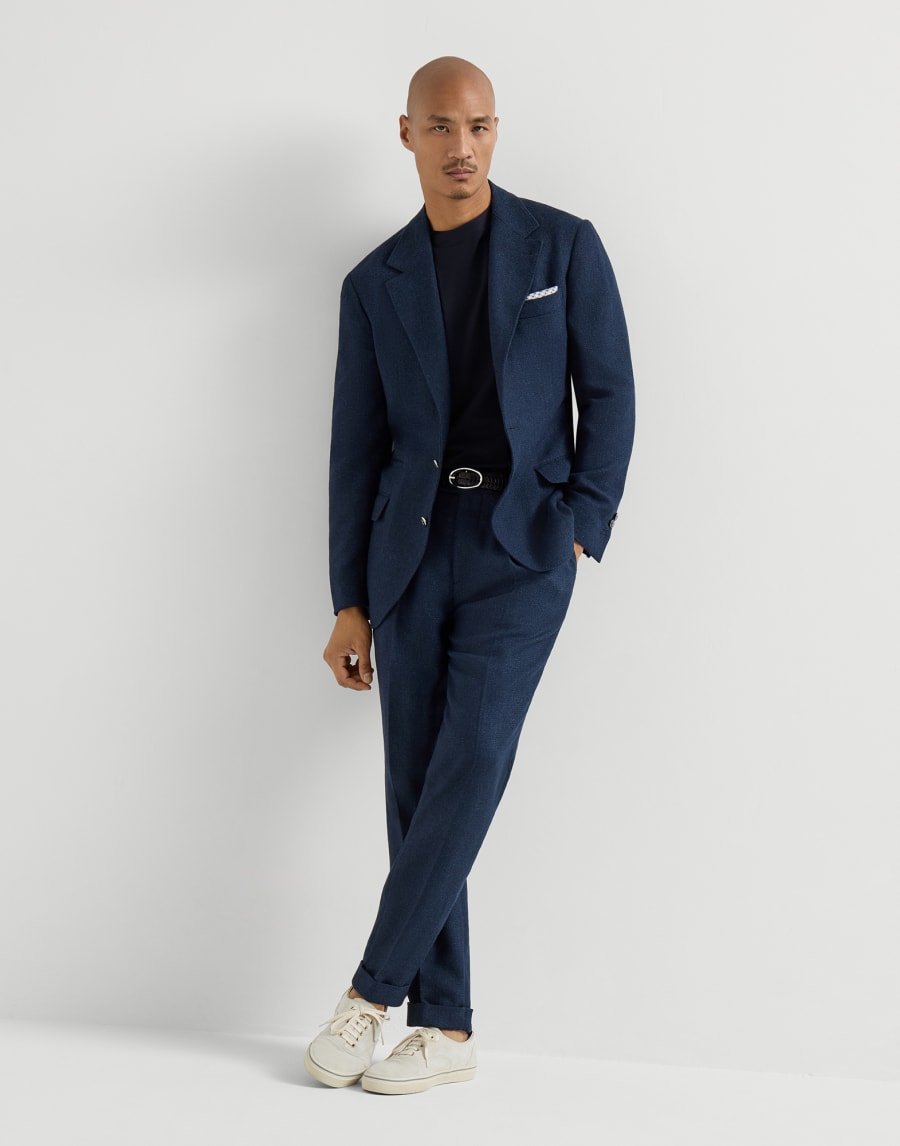 Cotton jersey T-shirt Navy Blue Man - Brunello Cucinelli