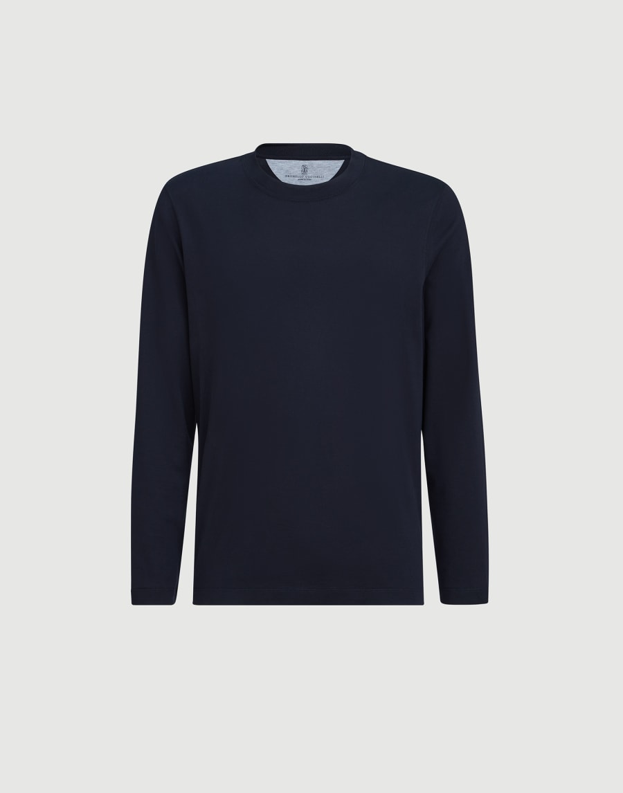 Cotton jersey T-shirt Navy Blue Man - Brunello Cucinelli