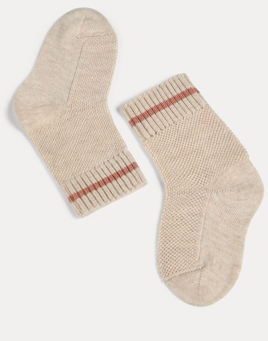 Chaussettes Baby Bernie point Waffle Beige Bébé - Brunello Cucinelli