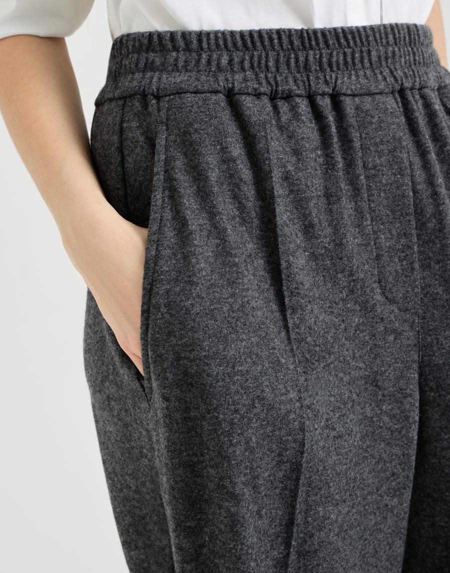 Cashmere jersey trousers Anthracite Woman - Brunello Cucinelli
