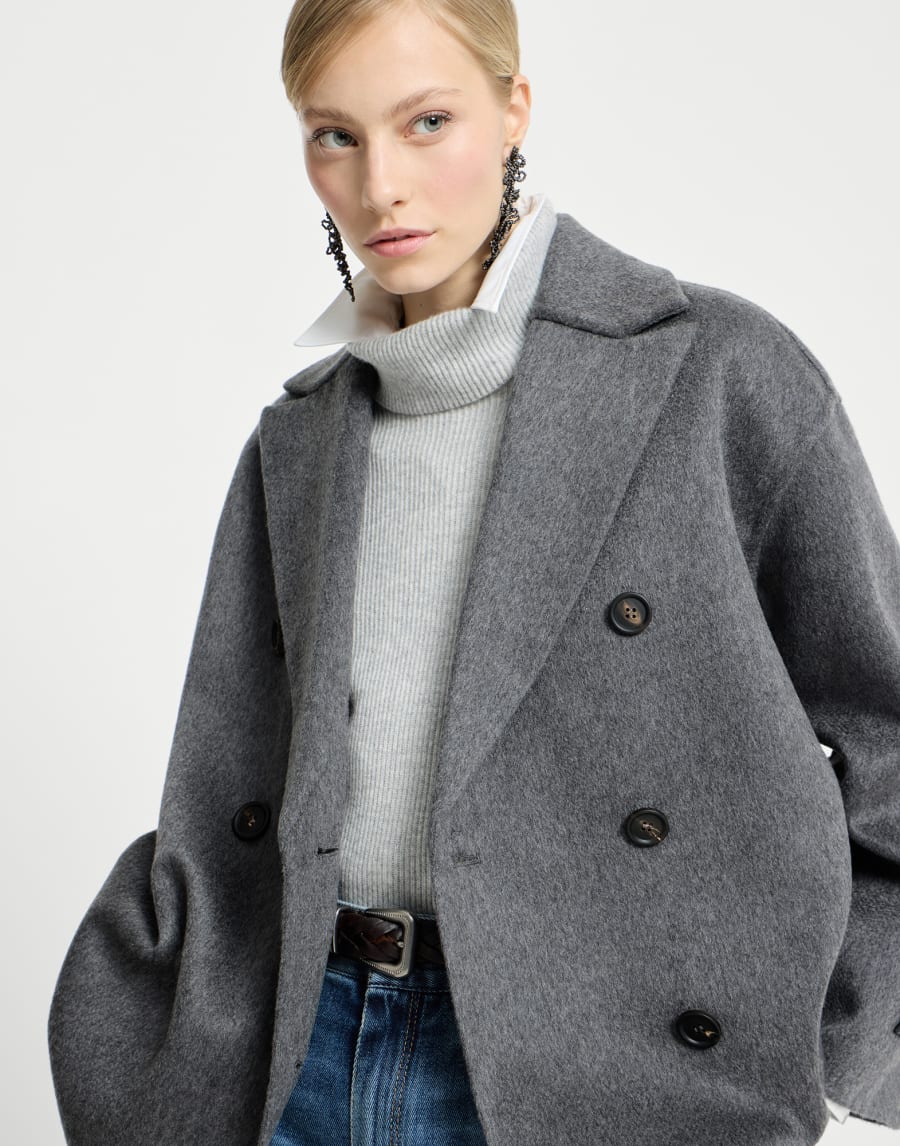 Caban en beaver double de cachemire Anthracite Femme - Brunello Cucinelli