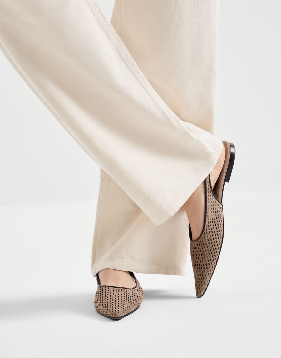 Leather slingback flats Brown Woman - Brunello Cucinelli