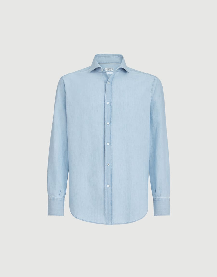 Chambray shirt Light Denim Man - Brunello Cucinelli