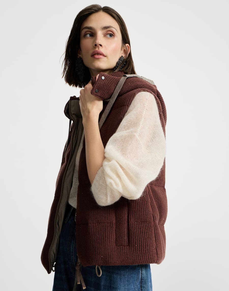 Knit down vest Bordeaux Woman - Brunello Cucinelli