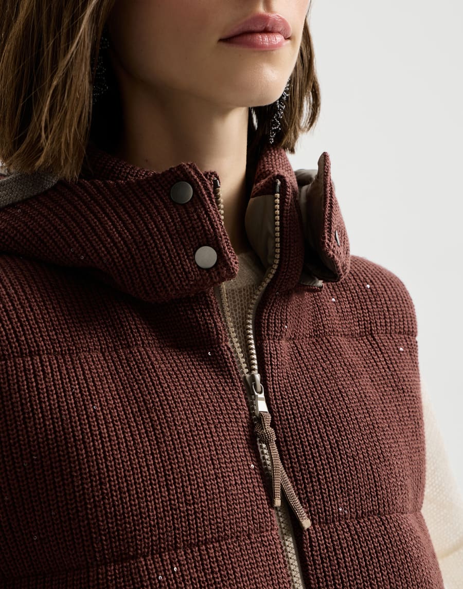 Knit down vest Bordeaux Woman - Brunello Cucinelli
