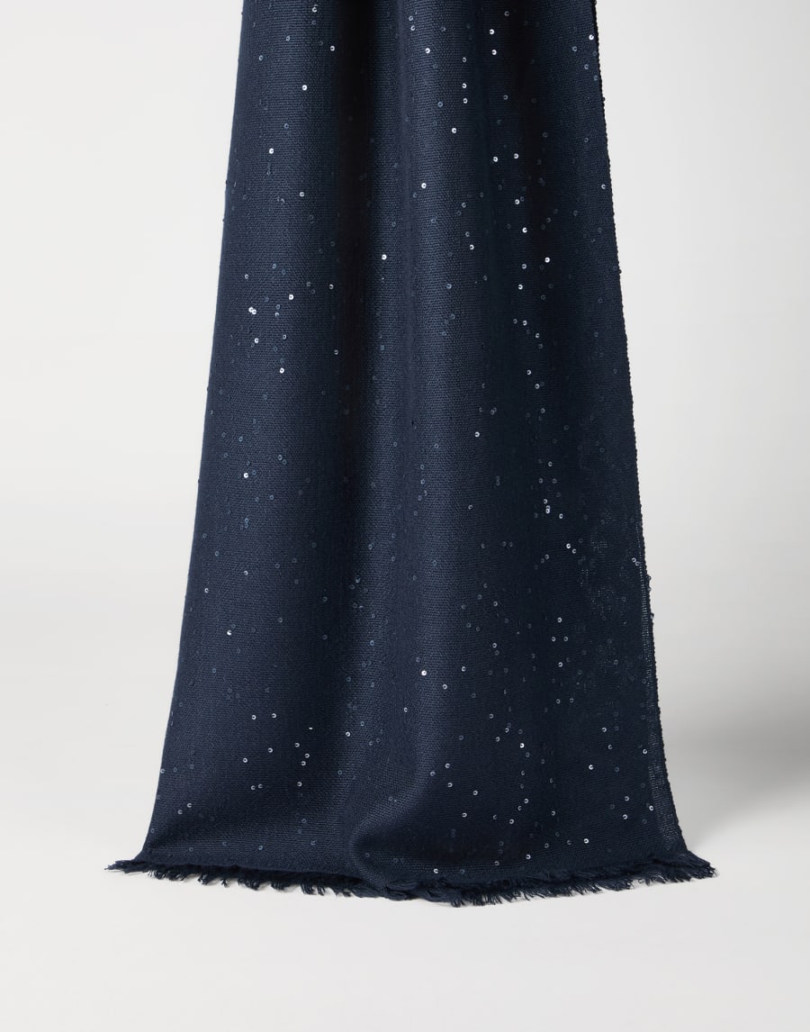 Cashmere and silk Diamond yarn scarf Blue Woman - Brunello Cucinelli