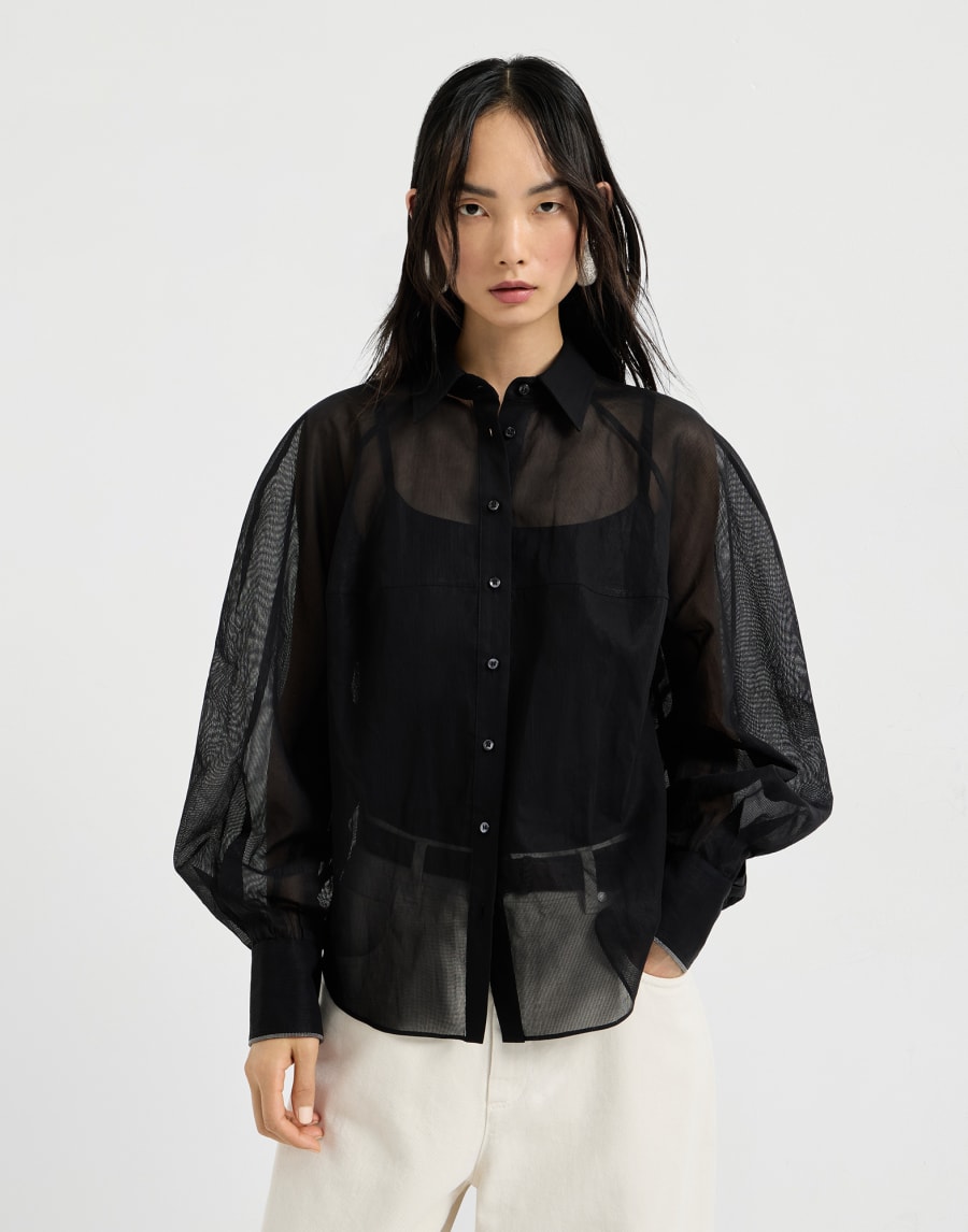 Striped organza shirt Black Woman - Brunello Cucinelli