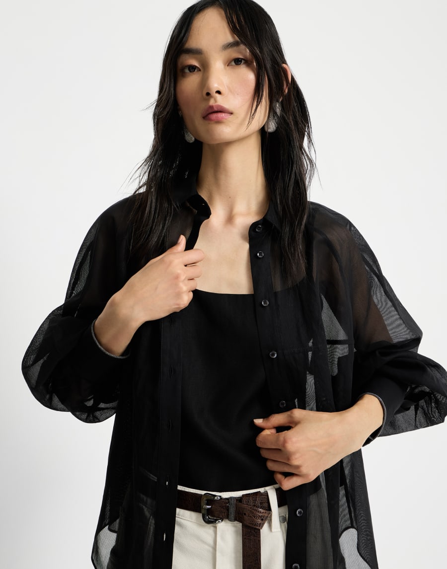 Striped organza shirt Black Woman - Brunello Cucinelli