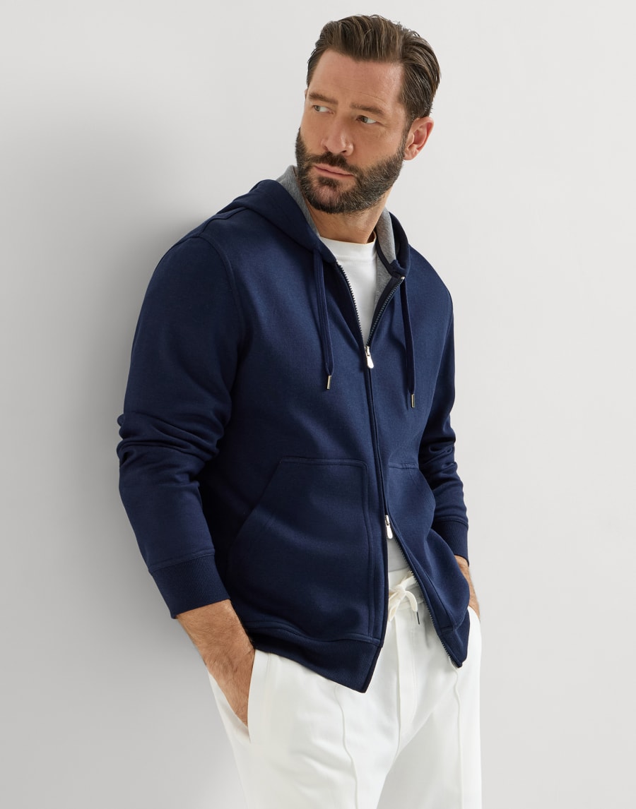 Double cloth sweatshirt Cobalt Man - Brunello Cucinelli