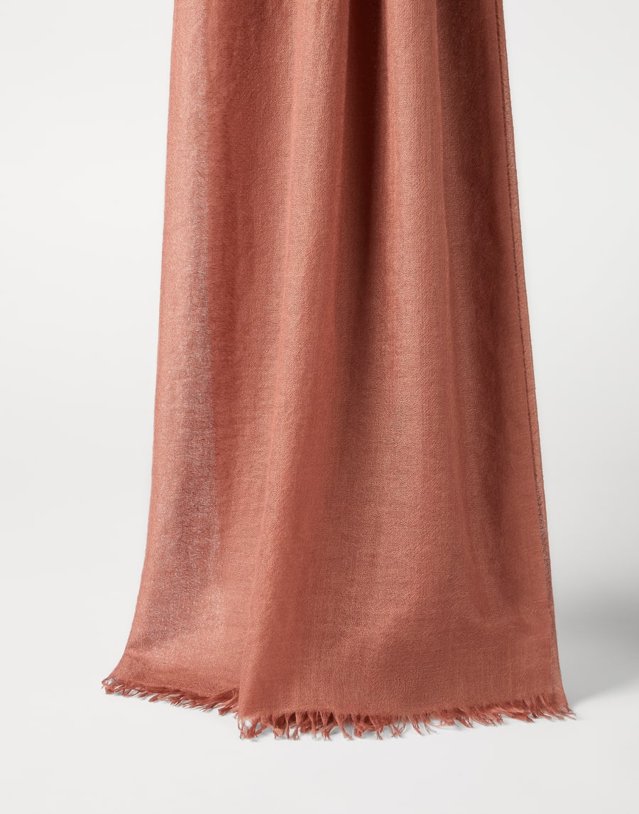 Cashmere and silk scarf Orange Woman - Brunello Cucinelli