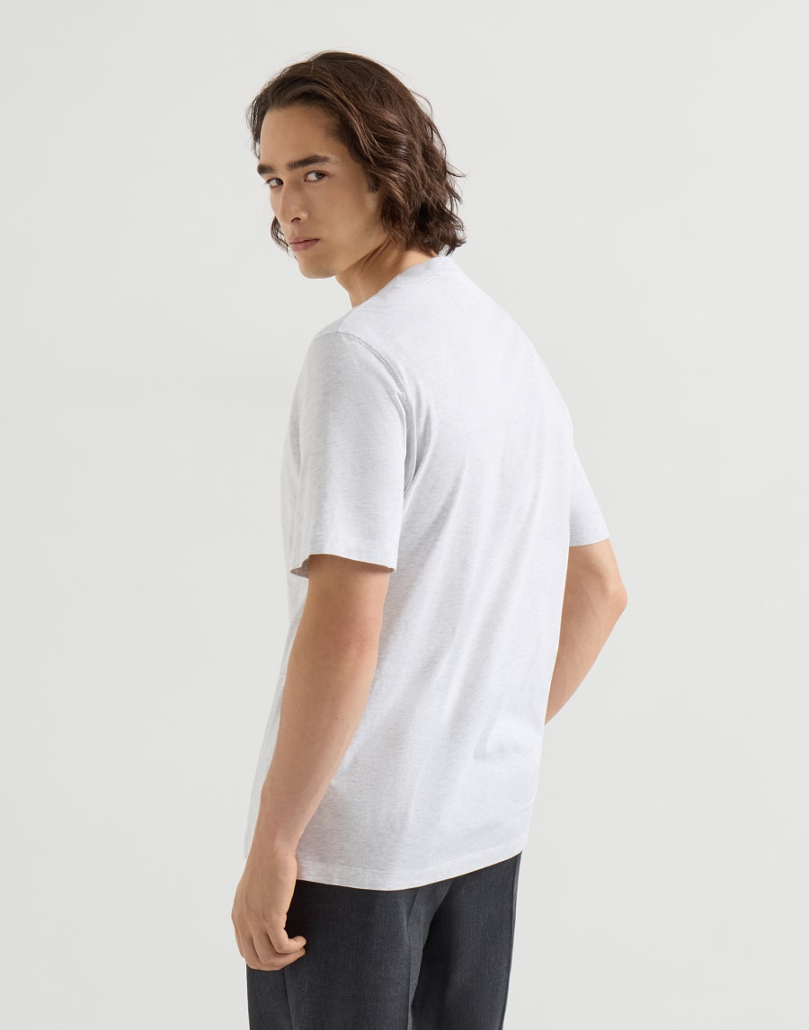 Camiseta cuello redondo en punto de algodón Perla Hombre - Brunello Cucinelli