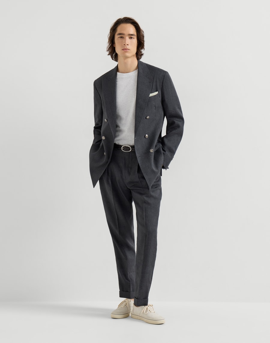 Camiseta cuello redondo en punto de algodón Perla Hombre - Brunello Cucinelli