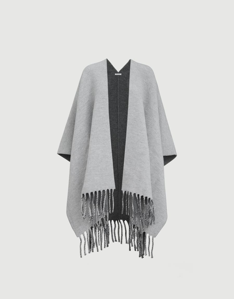 Wool and cashmere double knit poncho Medium Grey Woman - Brunello Cucinelli