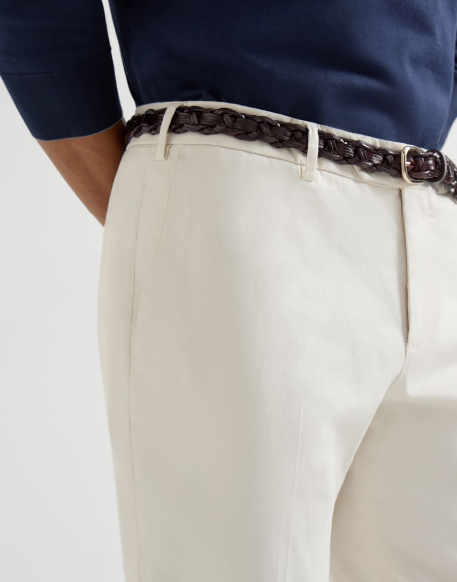 舒适华达呢长裤 灰白色 男款 - Brunello Cucinelli