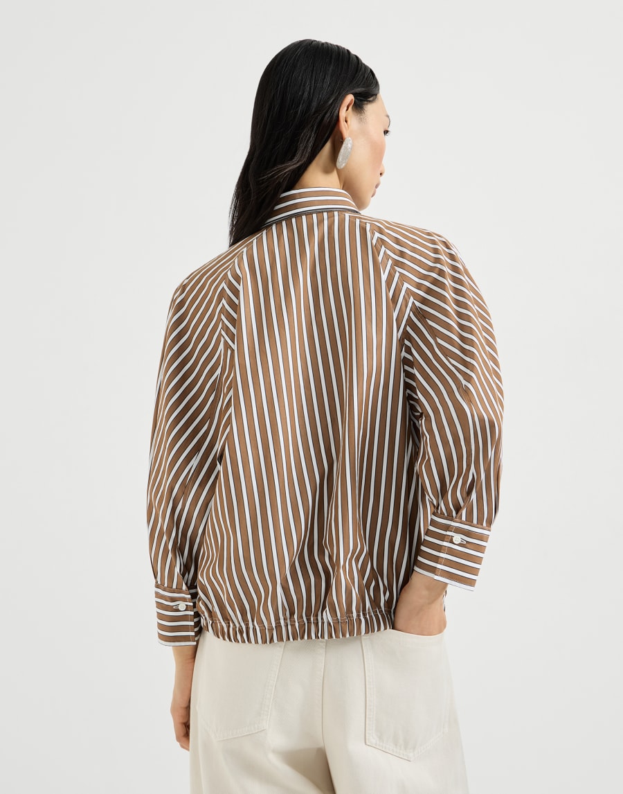 Shadow stripe poplin shirt Brown Woman - Brunello Cucinelli
