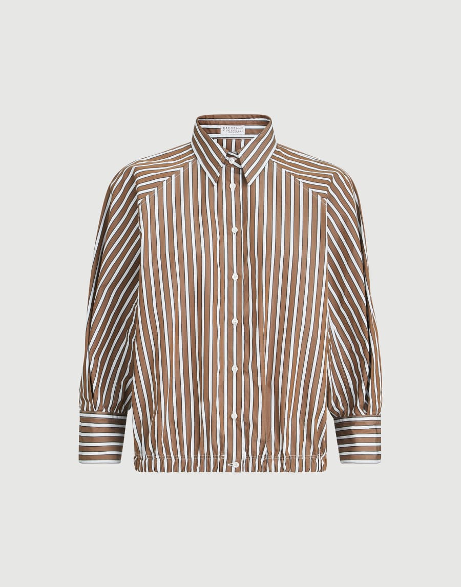 Shadow stripe poplin shirt Brown Woman - Brunello Cucinelli