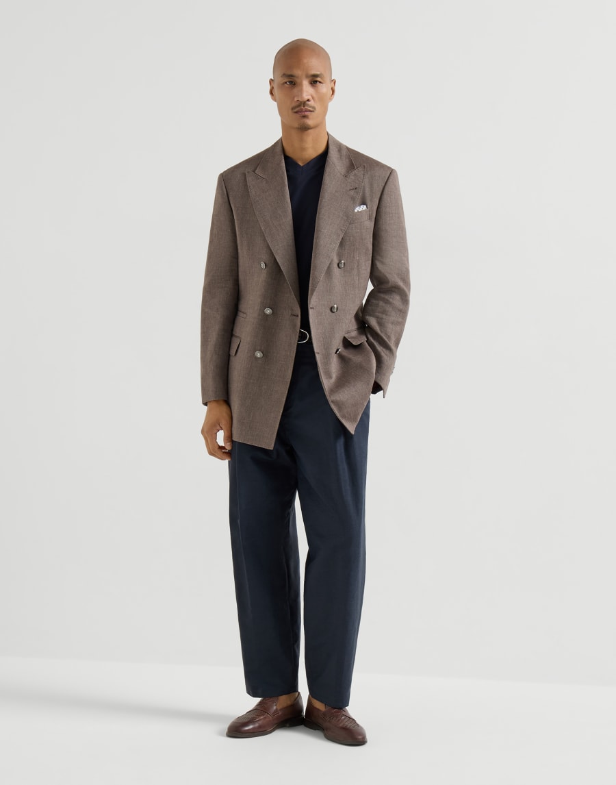 コットンジャージー VネックTシャツ ネイビーブルー メンズ - Brunello Cucinelli