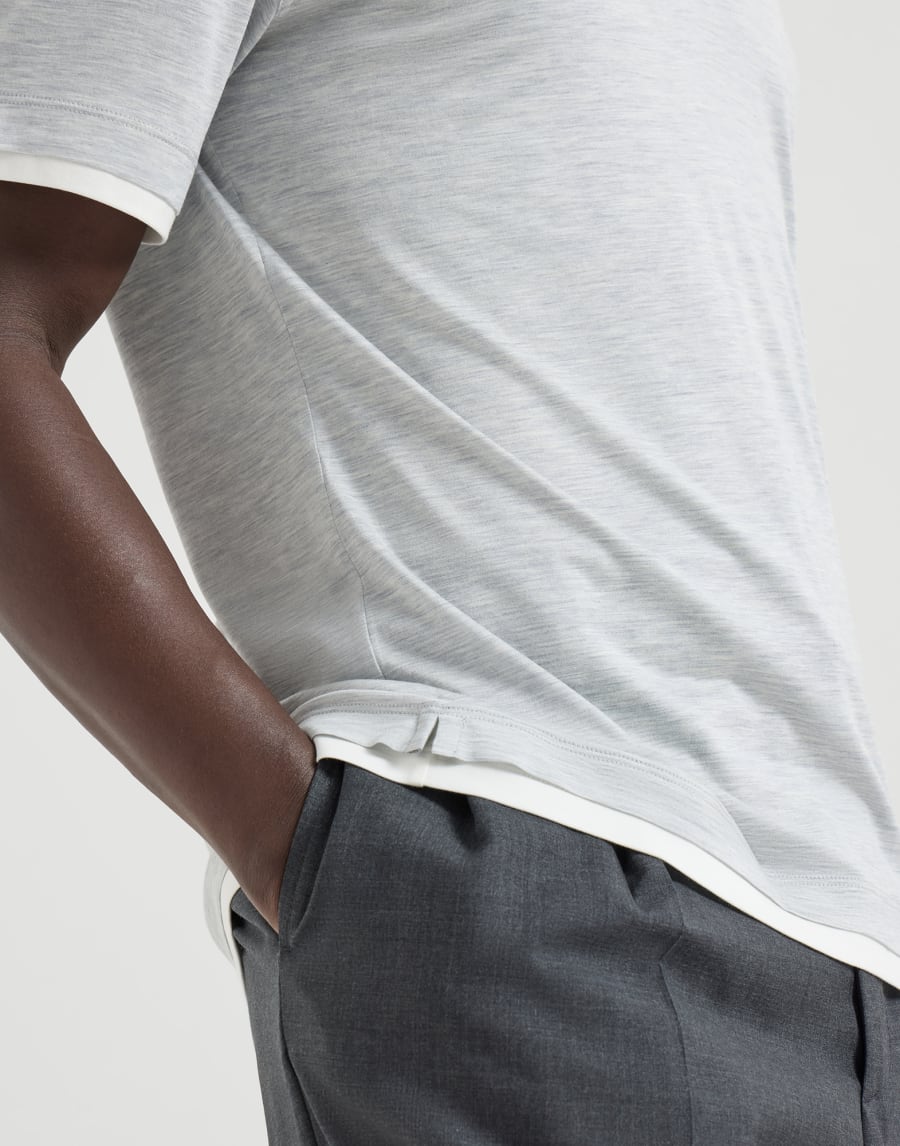 Polo with shirt collar Pearl Grey Man - Brunello Cucinelli