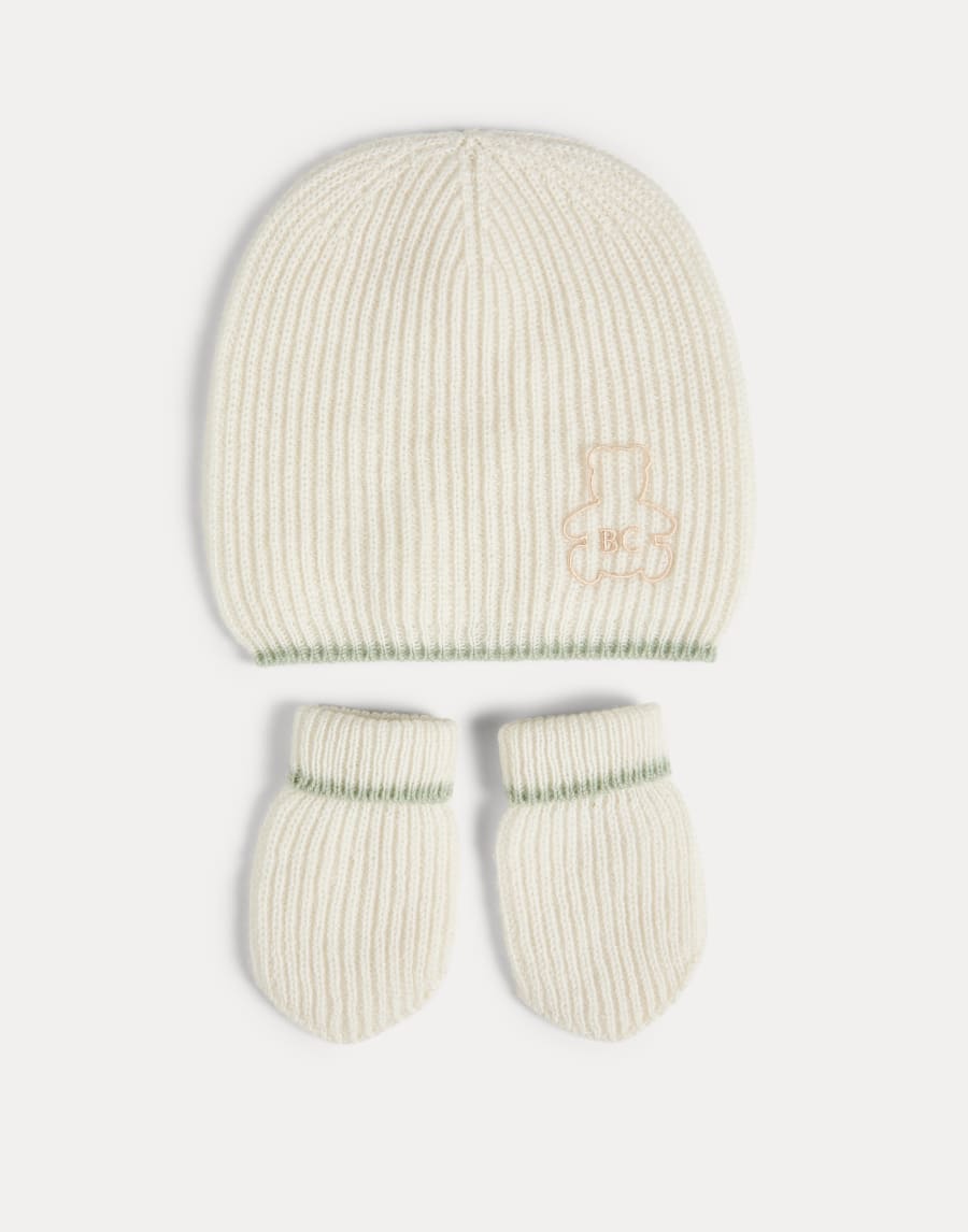 Baby Bernie beanie, gloves and socks set Mint Green Baby - Brunello Cucinelli