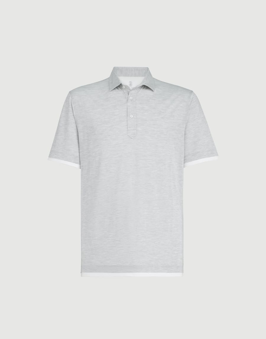 Polo with shirt collar Pearl Grey Man - Brunello Cucinelli