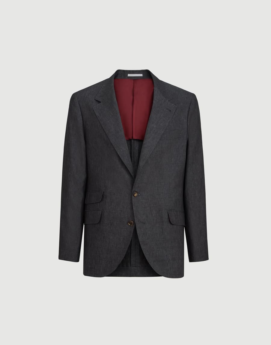 Linen unconstructed blazer Anthracite Man - Brunello Cucinelli