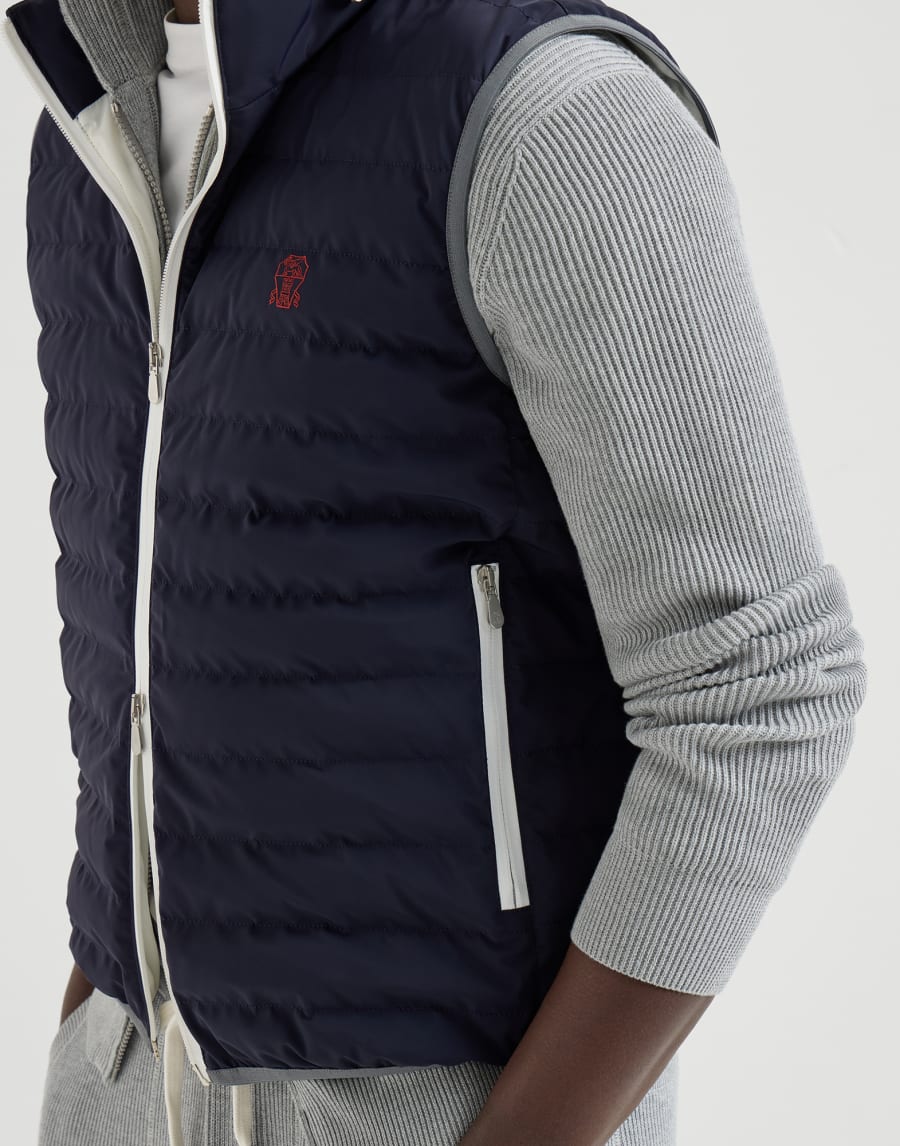 Nylon down vest Navy Blue Man - Brunello Cucinelli
