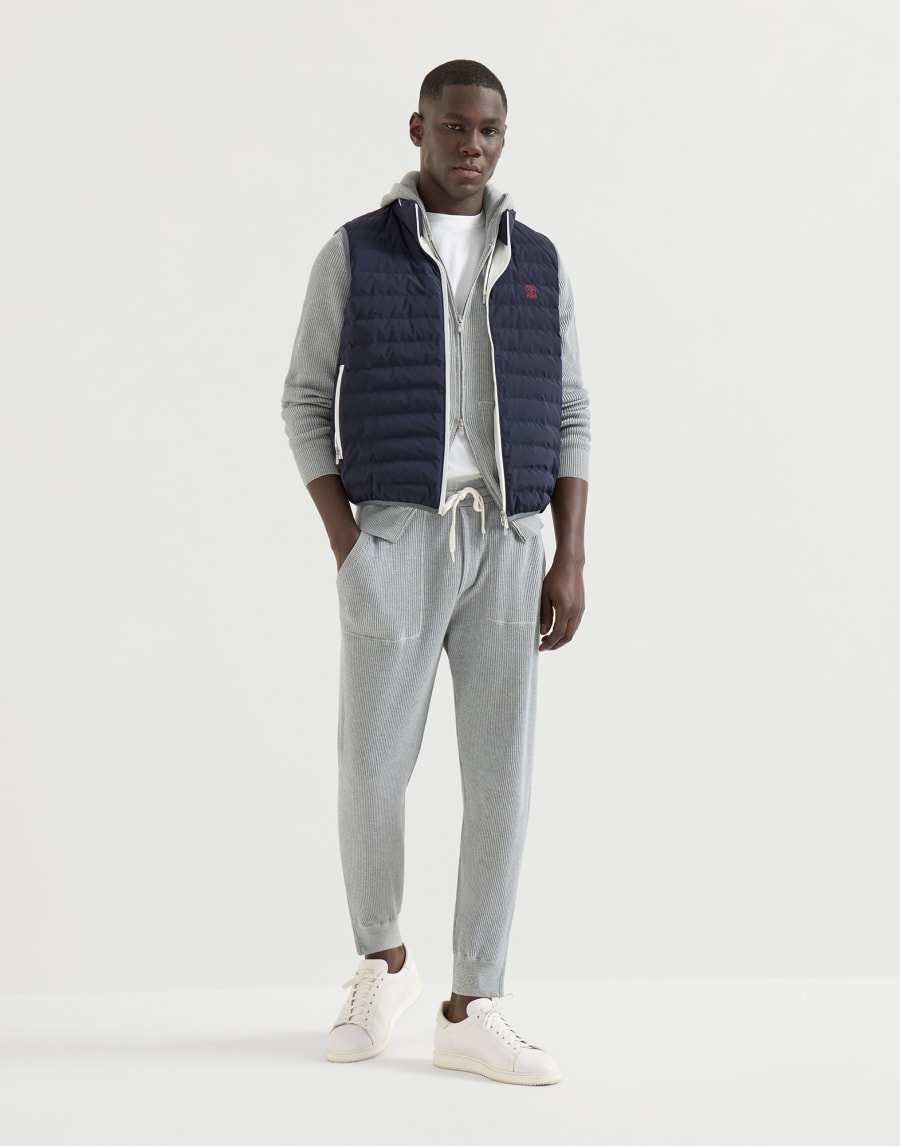 Nylon down vest Navy Blue Man - Brunello Cucinelli