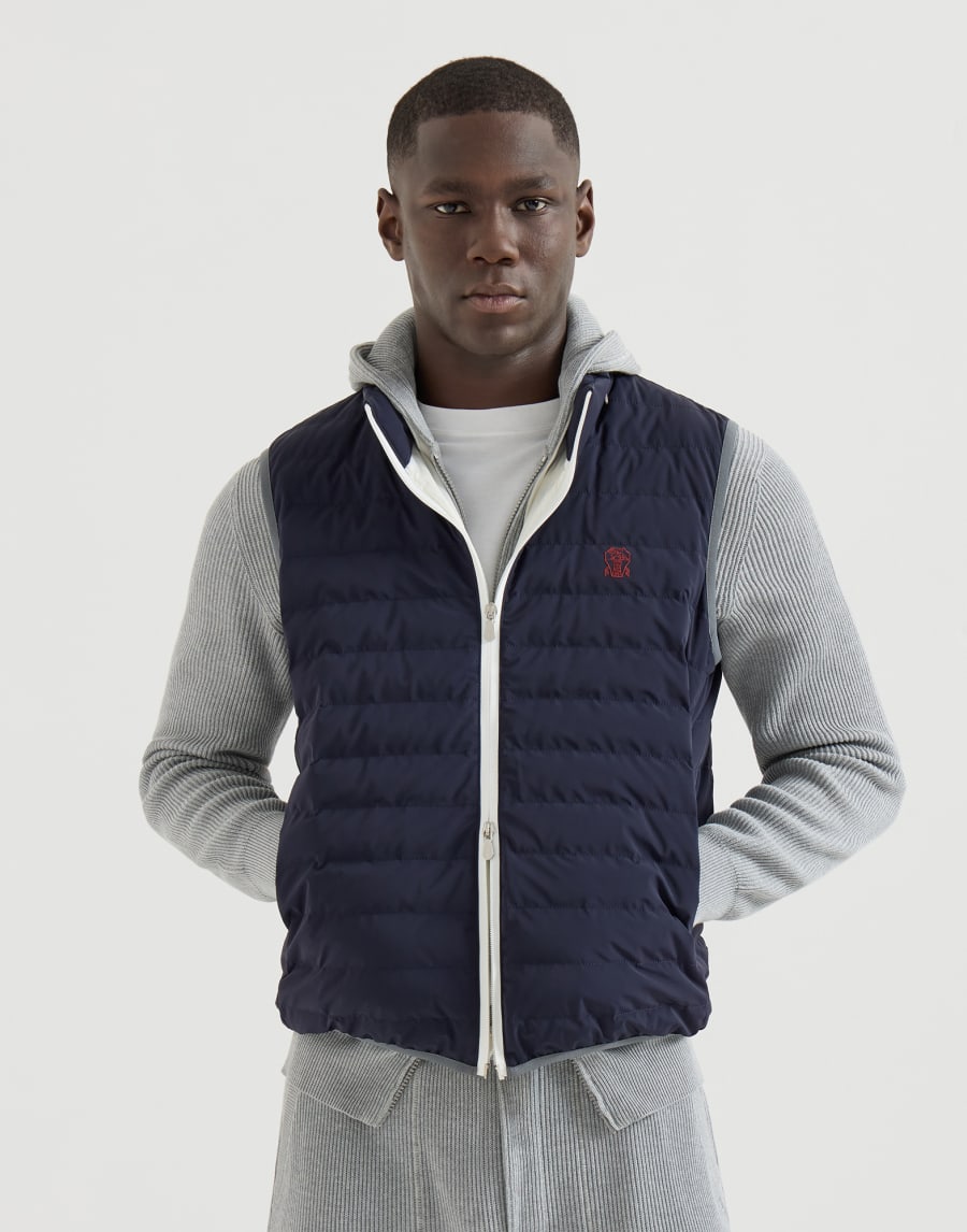 Nylon down vest Navy Blue Man - Brunello Cucinelli