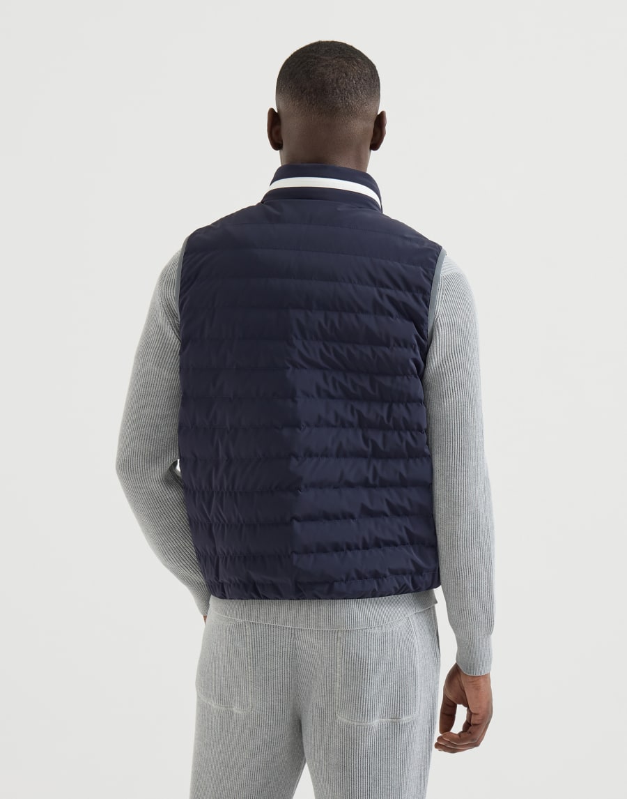 Nylon down vest Navy Blue Man - Brunello Cucinelli
