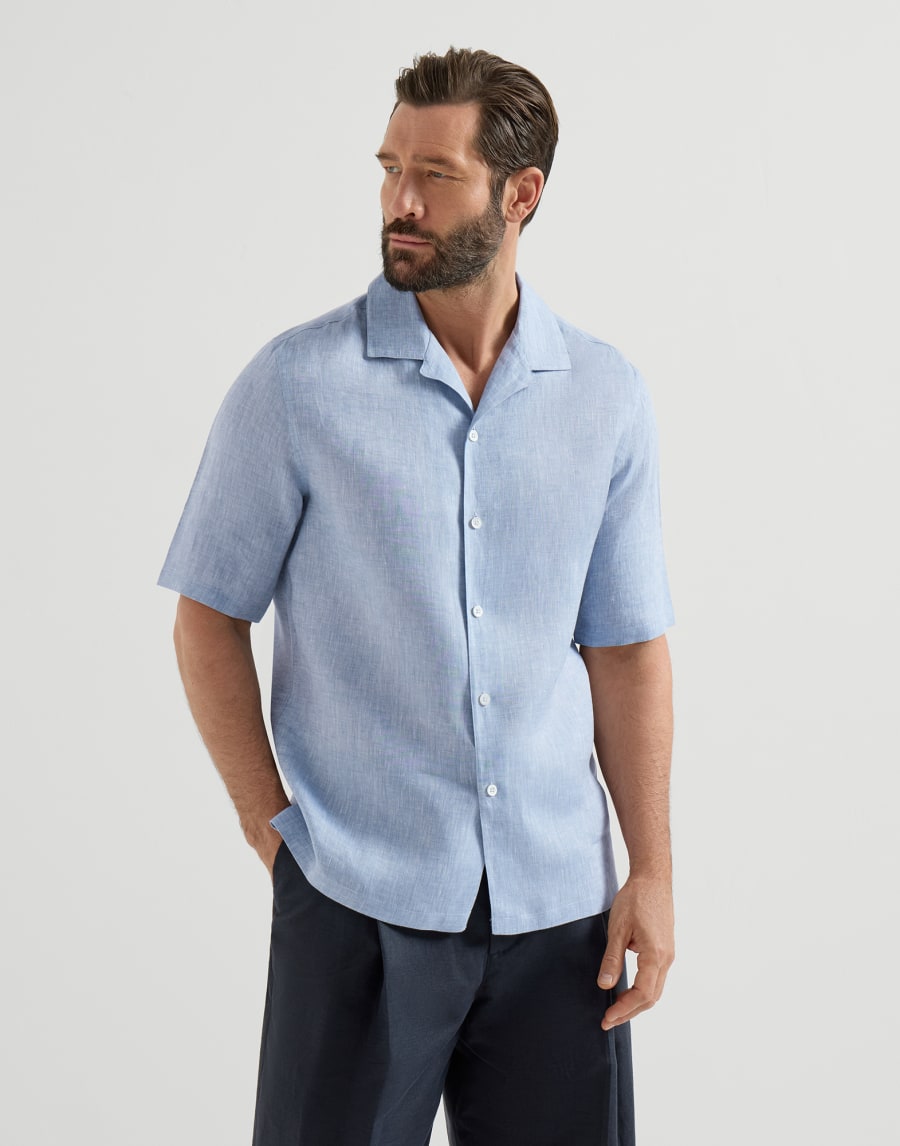 Short sleeve shirt Sky Blue Man - Brunello Cucinelli