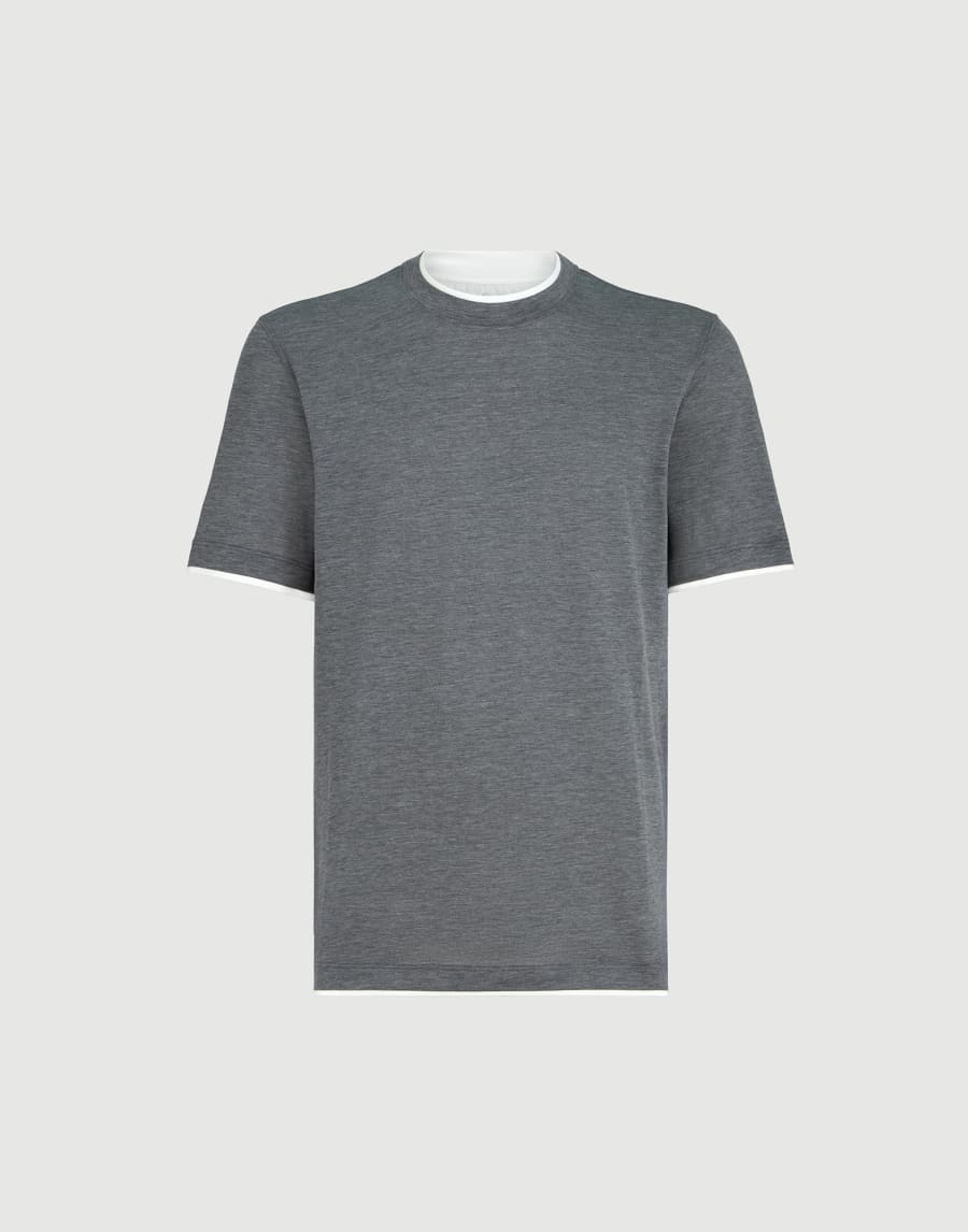 T-shirt with faux-layering Dark Grey Man - Brunello Cucinelli