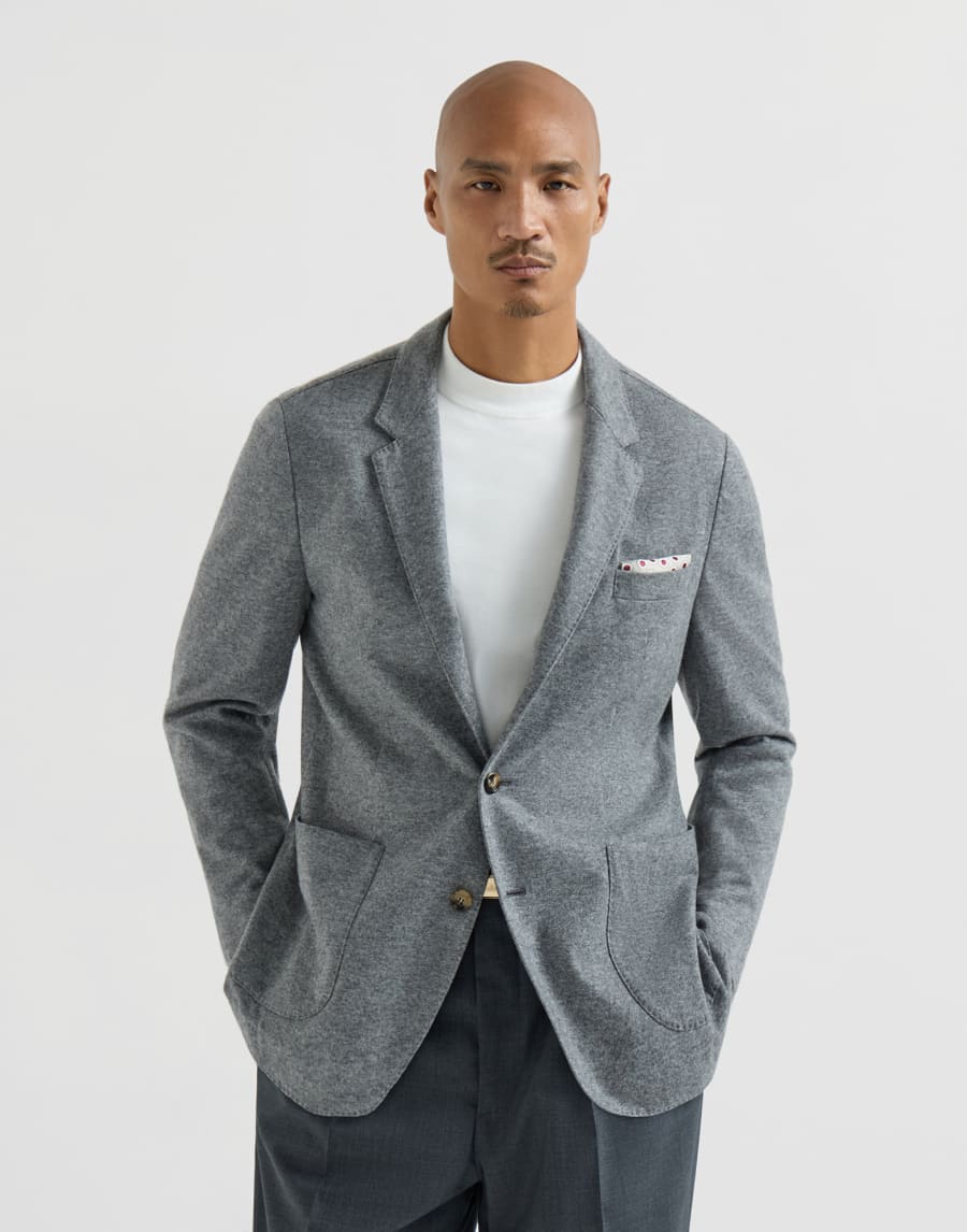 Cashmere jersey blazer Graphite Man - Brunello Cucinelli