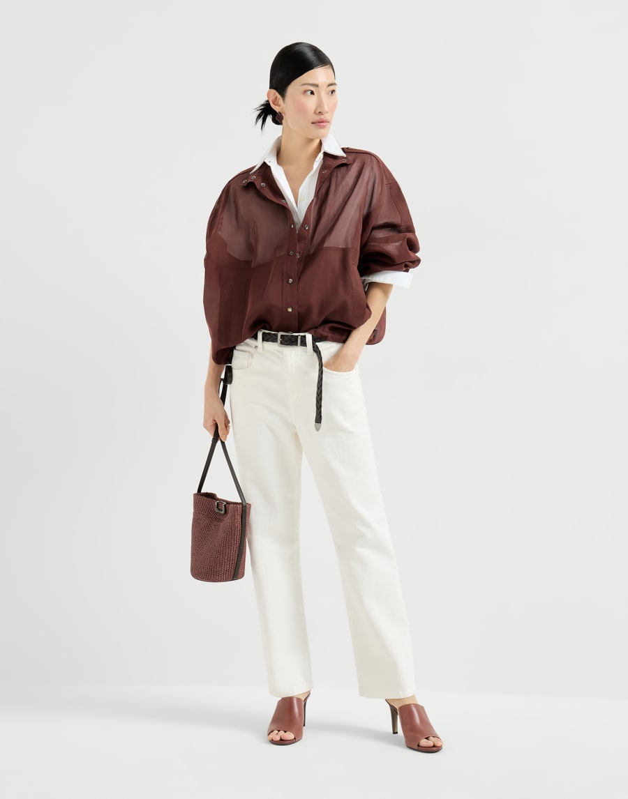 镶珠装饰的衬衫 白色 女款 - Brunello Cucinelli