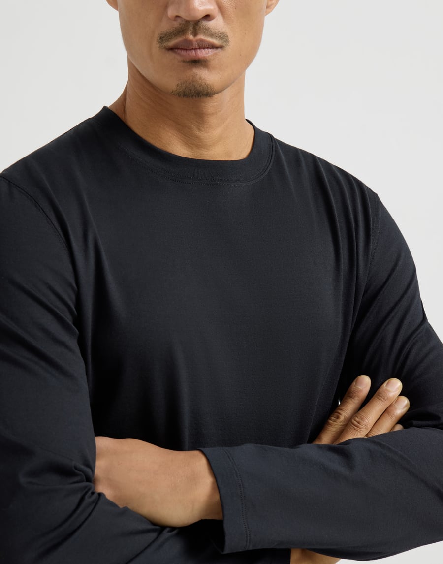 コットンジャージー Tシャツ ブラック メンズ - Brunello Cucinelli