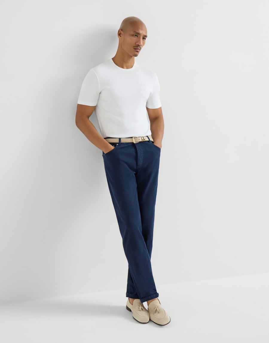Lightweight denim trousers Navy Blue Man - Brunello Cucinelli