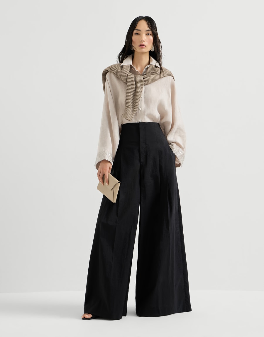 Dazzling cascade cuffs shirt Beige Silk Woman - Brunello Cucinelli