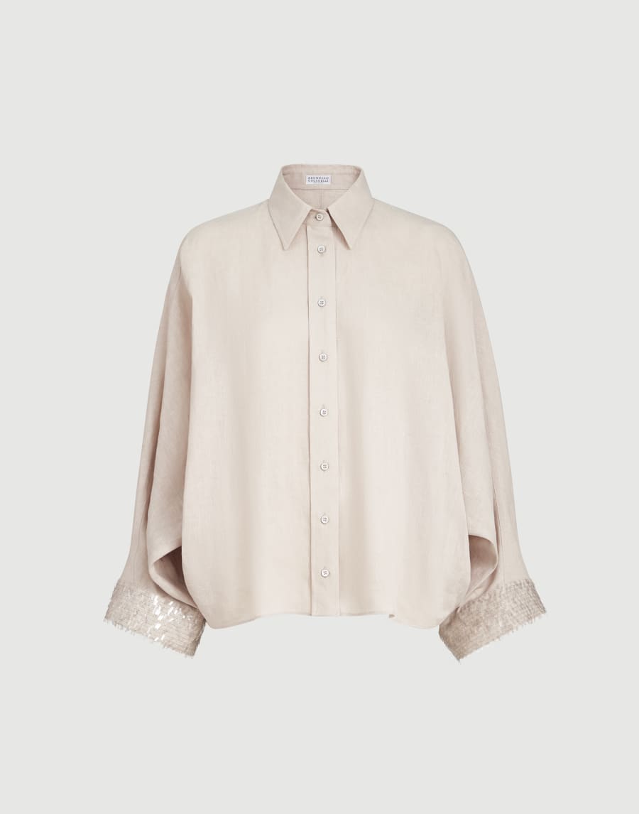 Dazzling cascade cuffs shirt Beige Silk Woman - Brunello Cucinelli
