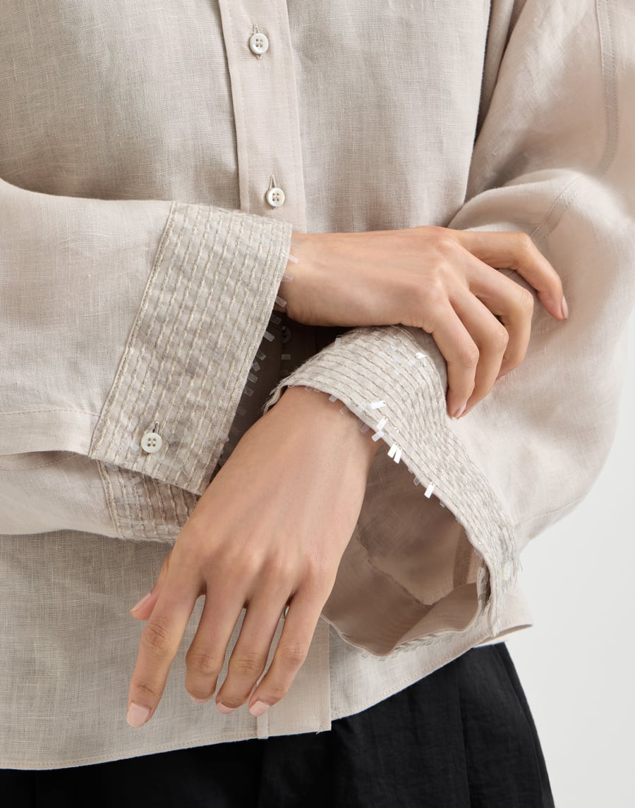Dazzling cascade cuffs shirt Beige Silk Woman - Brunello Cucinelli