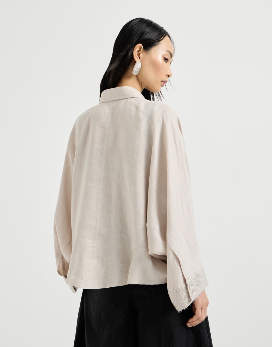 Dazzling cascade cuffs shirt Beige Silk Woman - Brunello Cucinelli