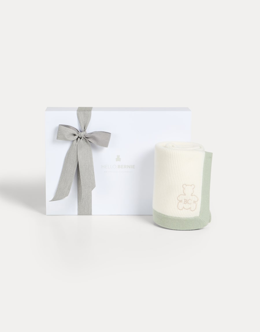 Baby Bernie rib knit blanket Mint Green Baby - Brunello Cucinelli