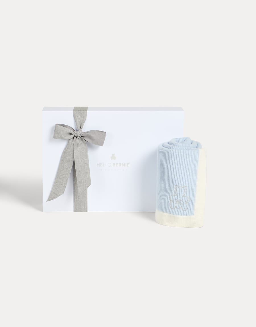 Baby Bernie rib knit blanket Sky Blue Baby - Brunello Cucinelli