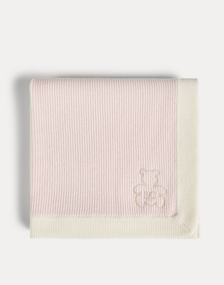 Baby Bernie rib knit blanket Pink Baby - Brunello Cucinelli